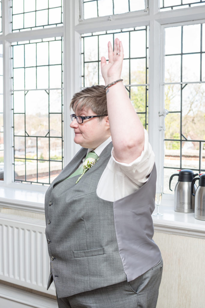 Bride Jane giving a hilarious wedding speech that had guests laughing and cheering