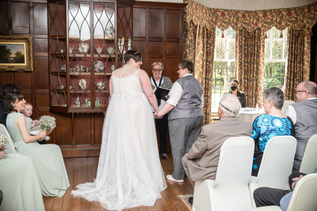 Intimate same sex wedding ceremony at Bantock House with Nat and Jane saying I Do