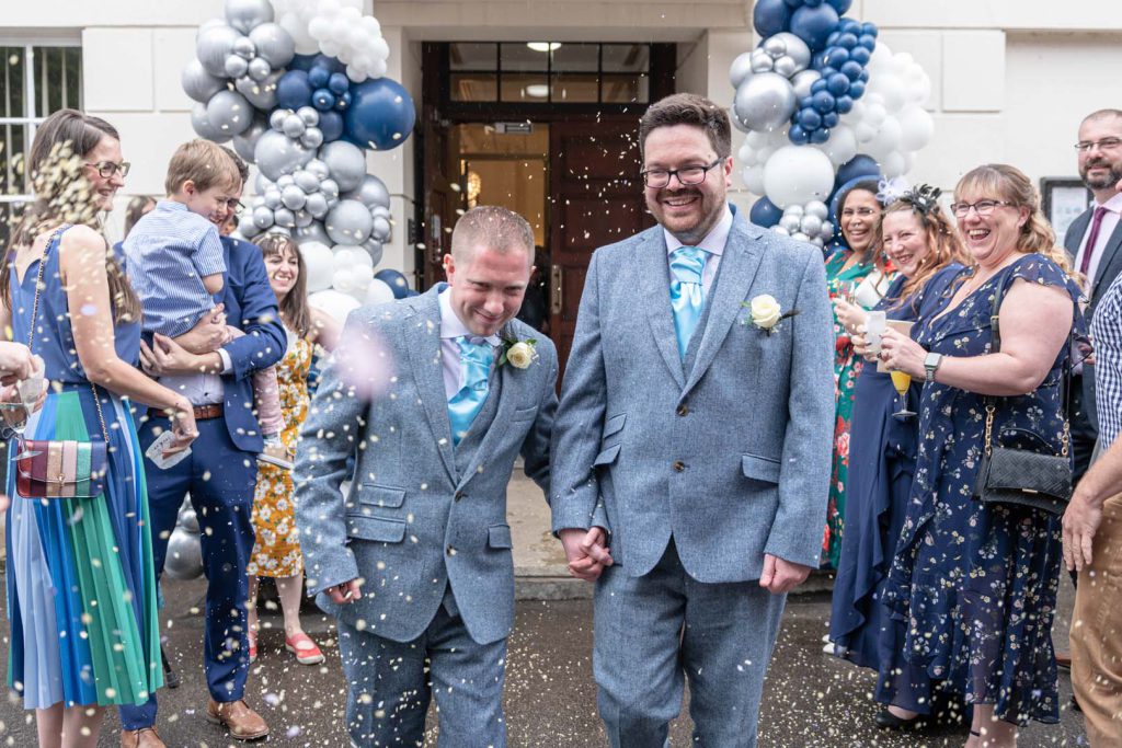 Confetti moment before the rain at Arnold House