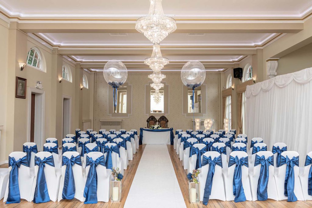 Elegant blue and white wedding décor by Make My Day Events