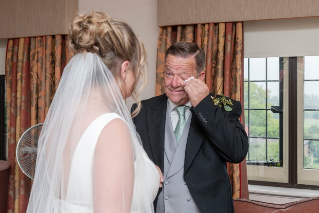 Emotional first look captured as part of the couple’s Stress-Free Wedding Timeline