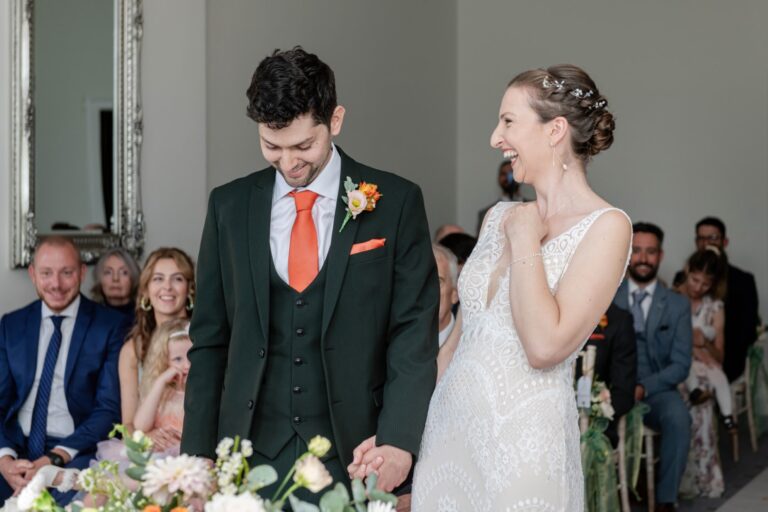 spontaneous moment between bride and groom during their ceremony – the magic of natural wedding photography